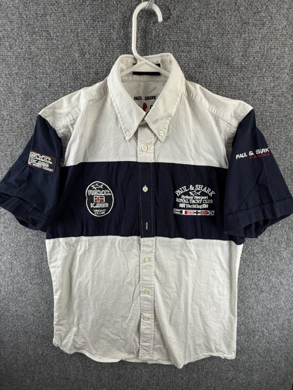 Paul & Shark Short Sleeve Graphic Print Medium Button-Down Blue Shirt Nautical
